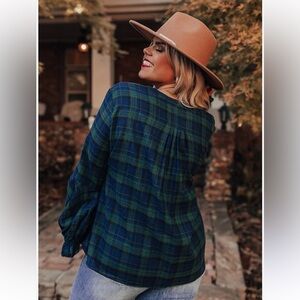 Torrid Blue and Green Plaid Shirt 2X